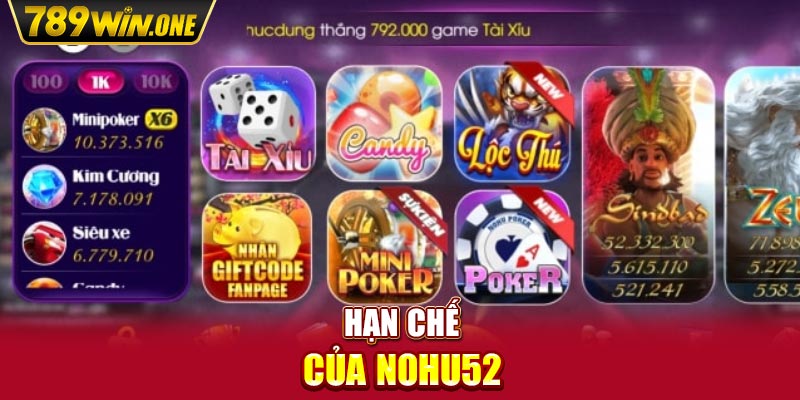 Hạn chế của Nohu52